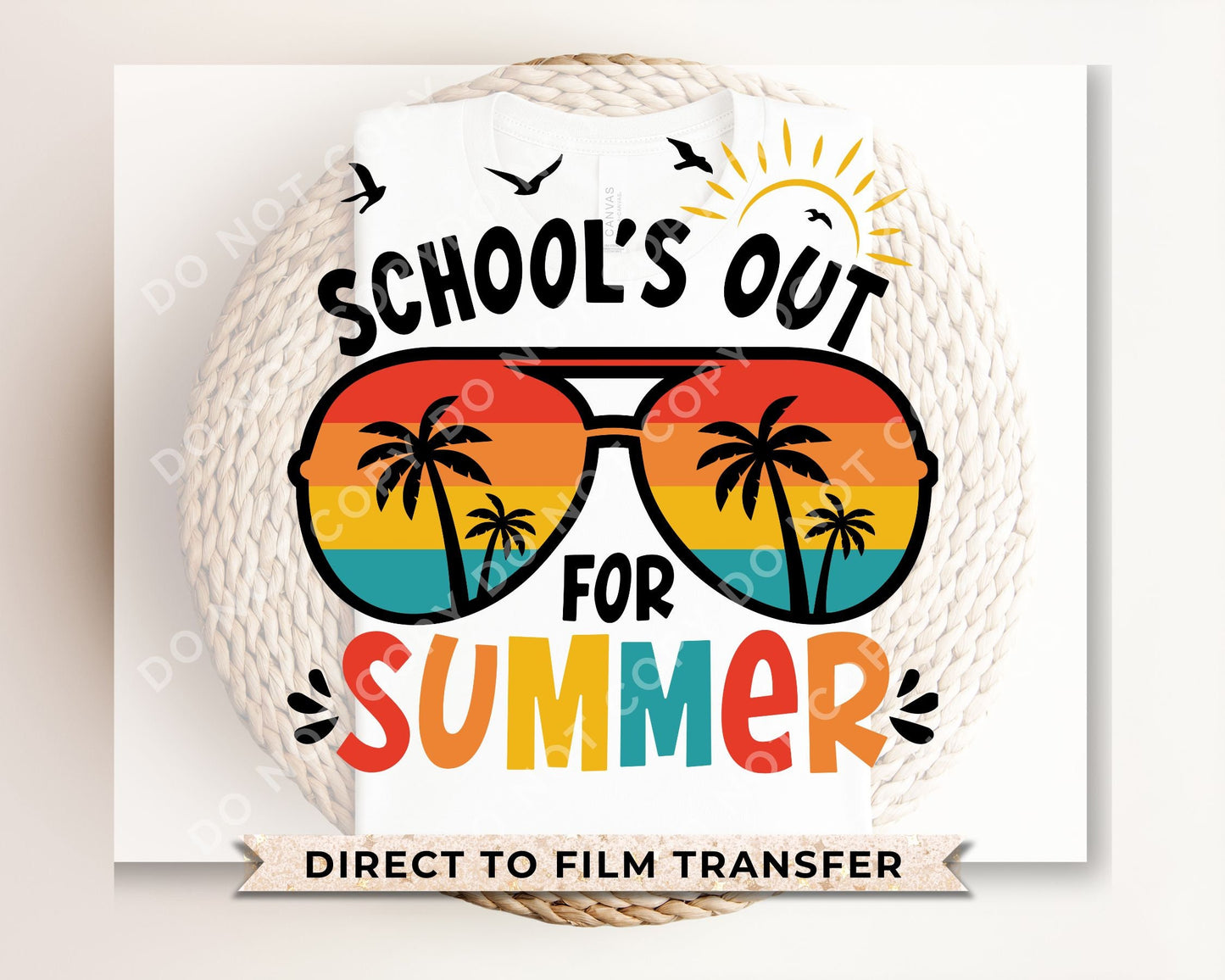 Summer DTF Transfers, Ready to Press, T-shirt Transfers, Heat Transfer, Direct to Film, Teacher, Retro, Sunglasses, Boy, Girl, School's Out