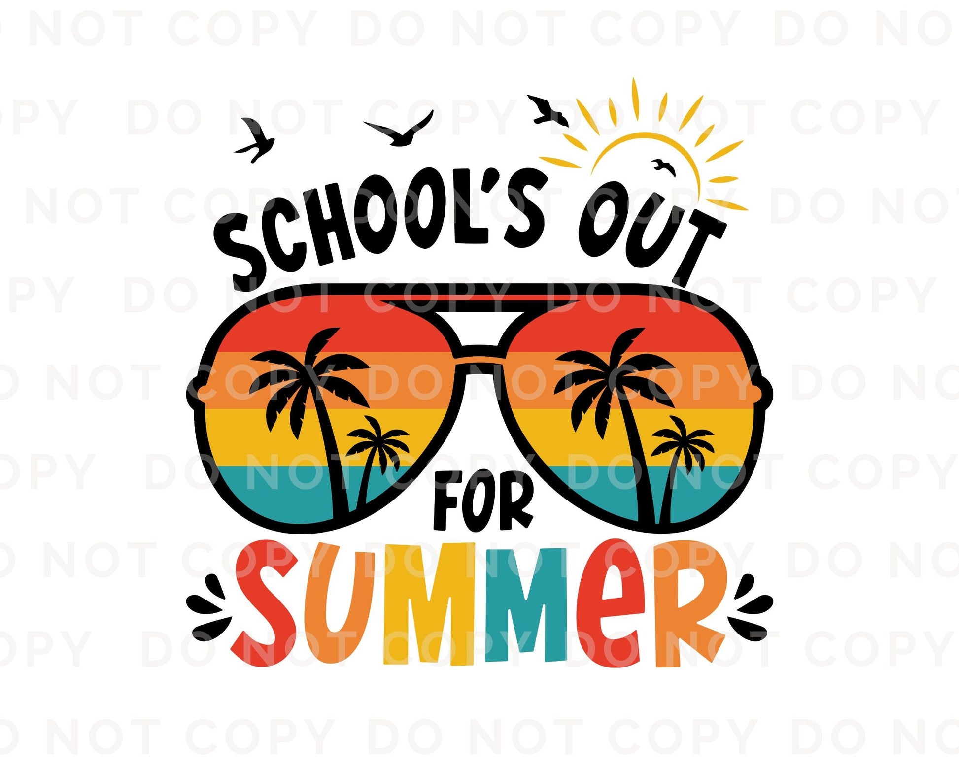 Summer DTF Transfers, Ready to Press, T-shirt Transfers, Heat Transfer, Direct to Film, Teacher, Retro, Sunglasses, Boy, Girl, School's Out