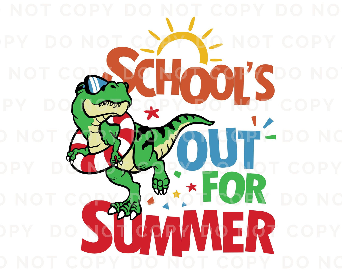 Summer DTF Transfers, Ready to Press, T-shirt Transfers, Heat Transfer, Direct to Film, Teacher, Dinosaur, T-rex, Boy, School's Out