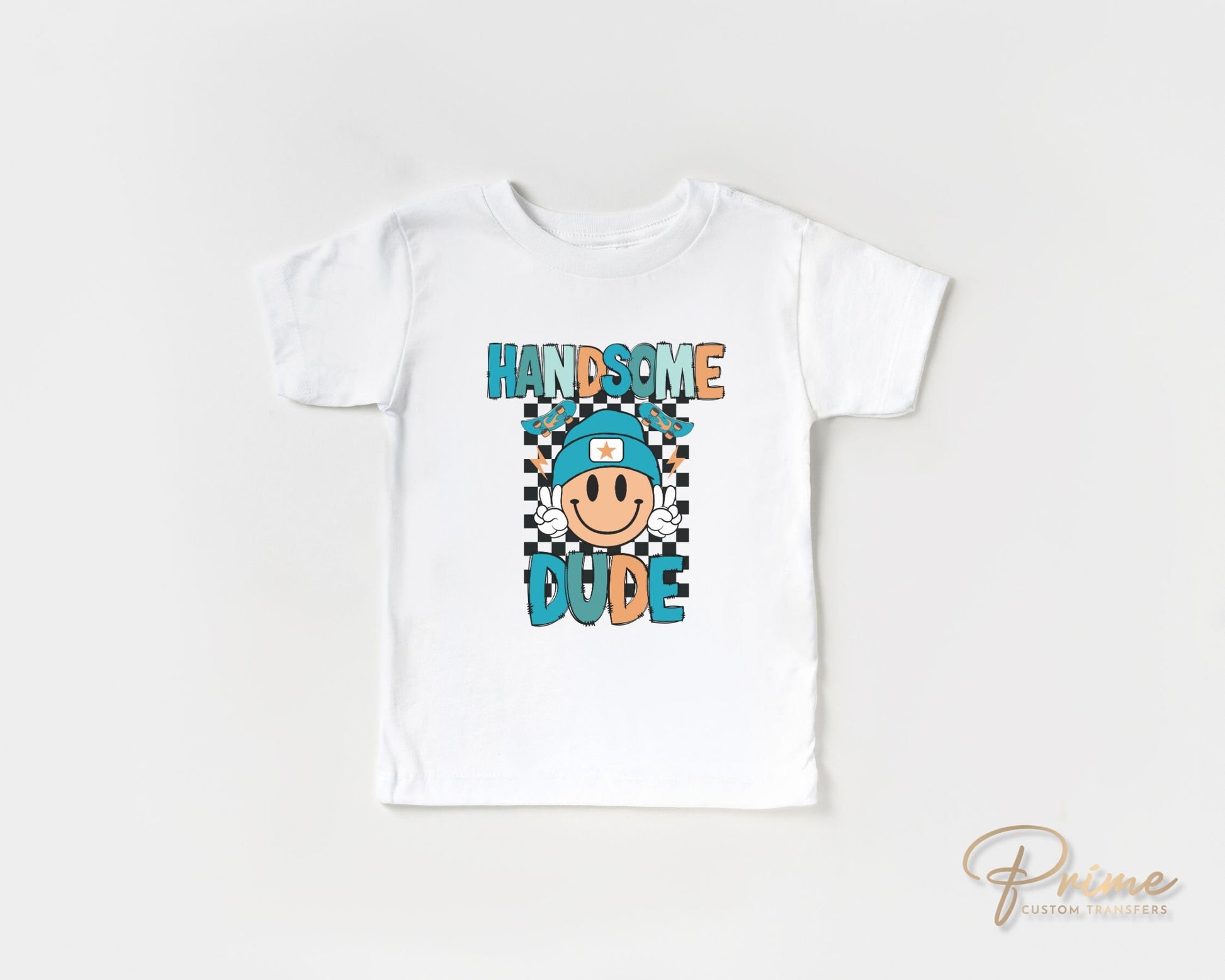 Boy DTF Transfers, Ready to Press, T-shirt Transfers, Heat Transfer, Direct to Film, Retro, Little Kids, Skateboard, Checkered, Toddler