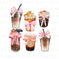 Coffee DTF Transfers, Ready to Press, T-shirt Transfers, Heat Transfer, Direct to Film, Cold Peel, Coquette, Pink, Iced Coffee and Bows