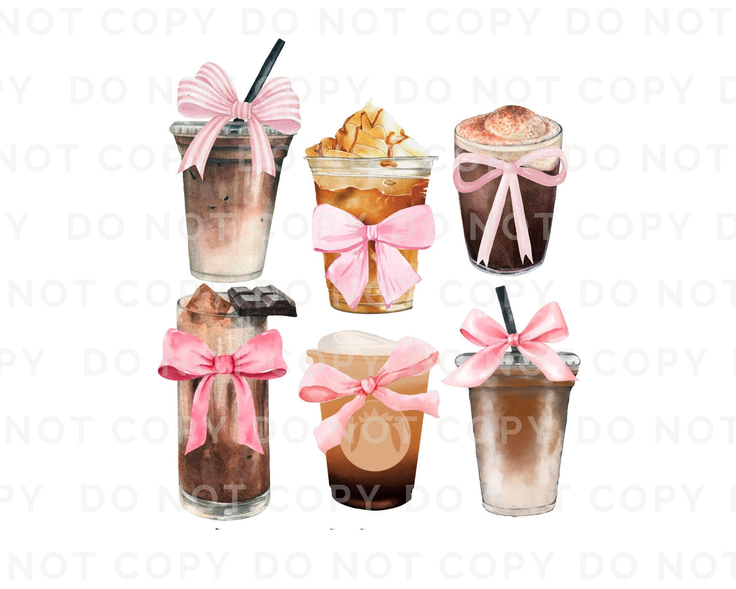 Coffee DTF Transfers, Ready to Press, T-shirt Transfers, Heat Transfer, Direct to Film, Cold Peel, Coquette, Pink, Iced Coffee and Bows