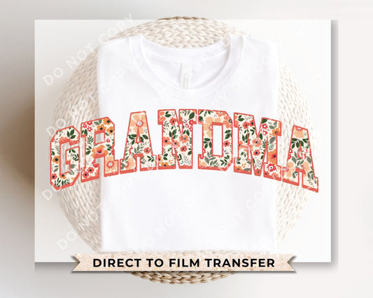 Mother's Day DTF Transfers, Ready to Press, T-shirt Transfers, Heat Transfer, Direct to Film, Grandparent, Retro, Boho, Gift, Floral Grandma