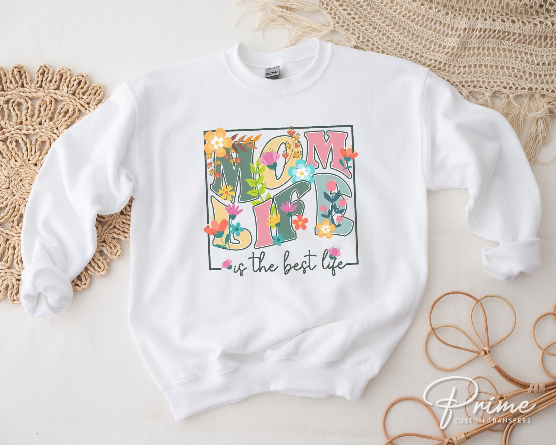 Mother's Day DTF Transfers, Ready to Press, T-shirt Transfers, Heat Transfer, Direct to Film, Cold Peel, Floral, Mom Life is The Best Life