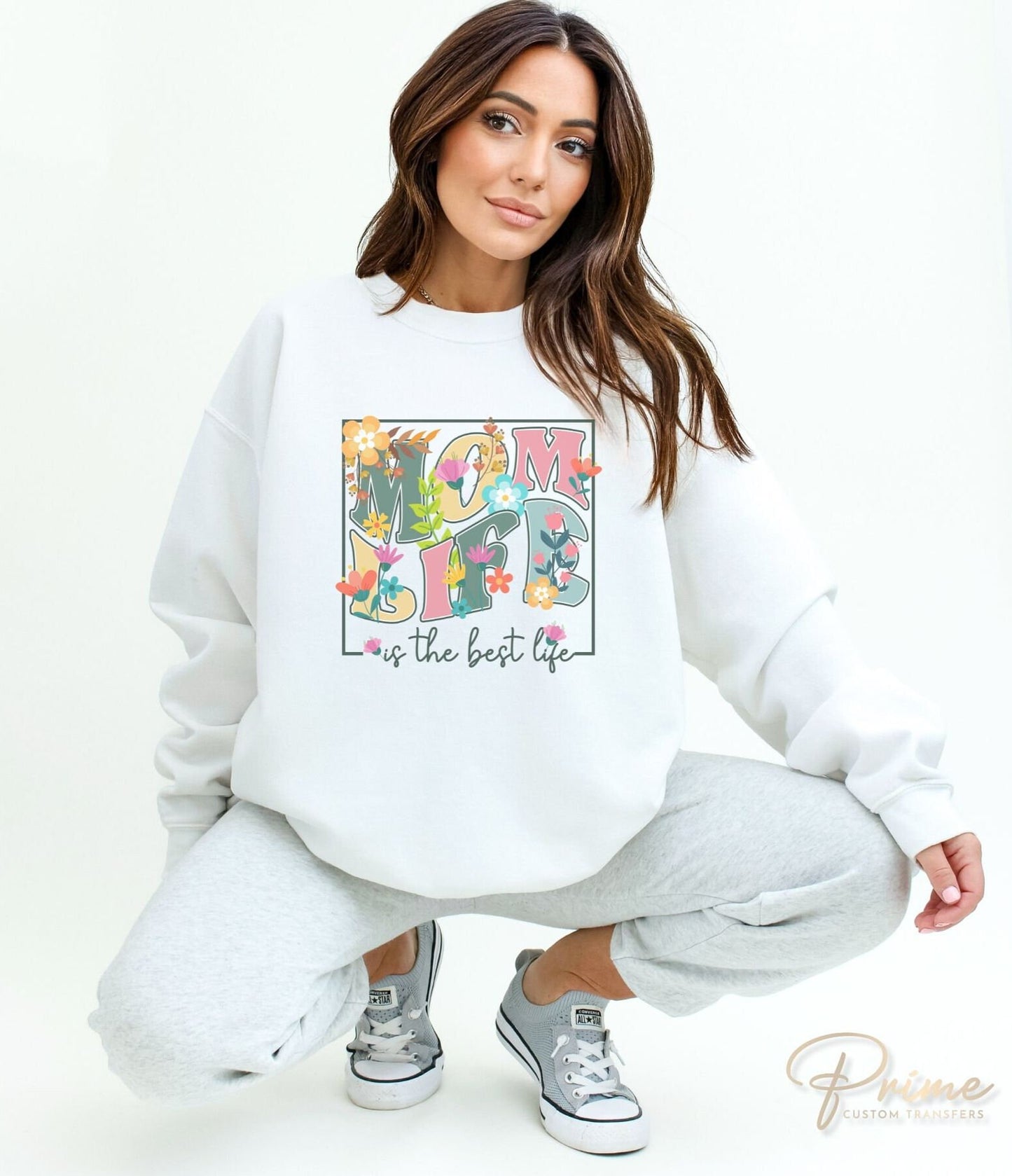 Mother's Day DTF Transfers, Ready to Press, T-shirt Transfers, Heat Transfer, Direct to Film, Cold Peel, Floral, Mom Life is The Best Life