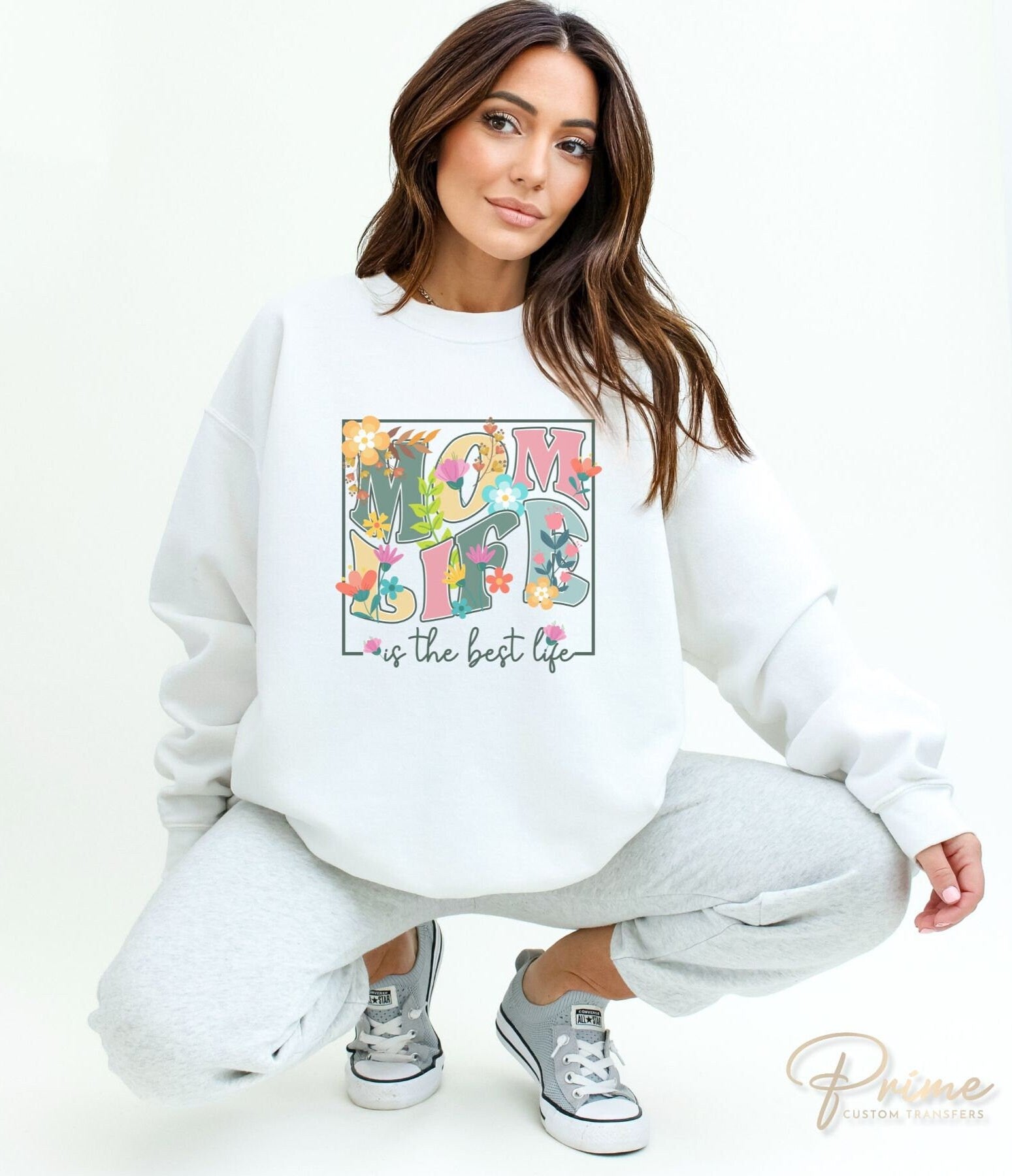 Mother's Day DTF Transfers, Ready to Press, T-shirt Transfers, Heat Transfer, Direct to Film, Cold Peel, Floral, Mom Life is The Best Life