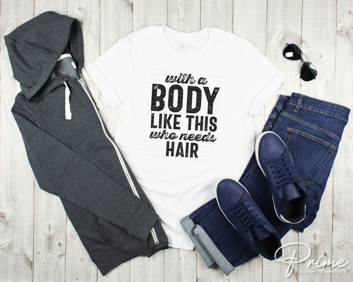 Father's Day DTF Transfers, Ready to Press, T-shirt Transfers, Heat Transfer, Direct to Film, Funny, With a Body Like This Who Needs Hair