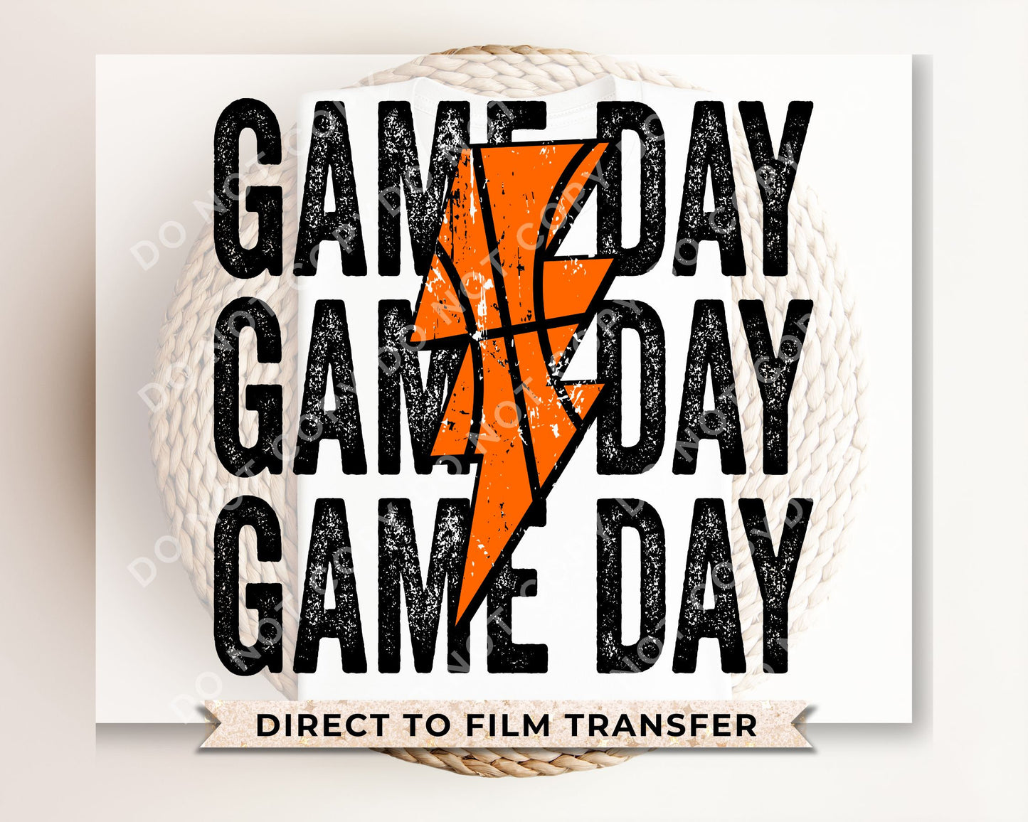 Basketball DTF Transfers, Ready to Press, T-shirt Transfers, Heat Transfer, Direct to Film, Sports, Vintage, Lightening, Stacked Game Day