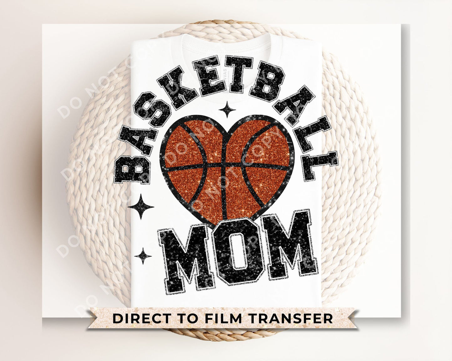 Basketball DTF Transfers, Ready to Press, T-shirt Transfers, Heat Transfer, Direct to Film, Sports, Faux Glitter, Heart, Basketball Mom