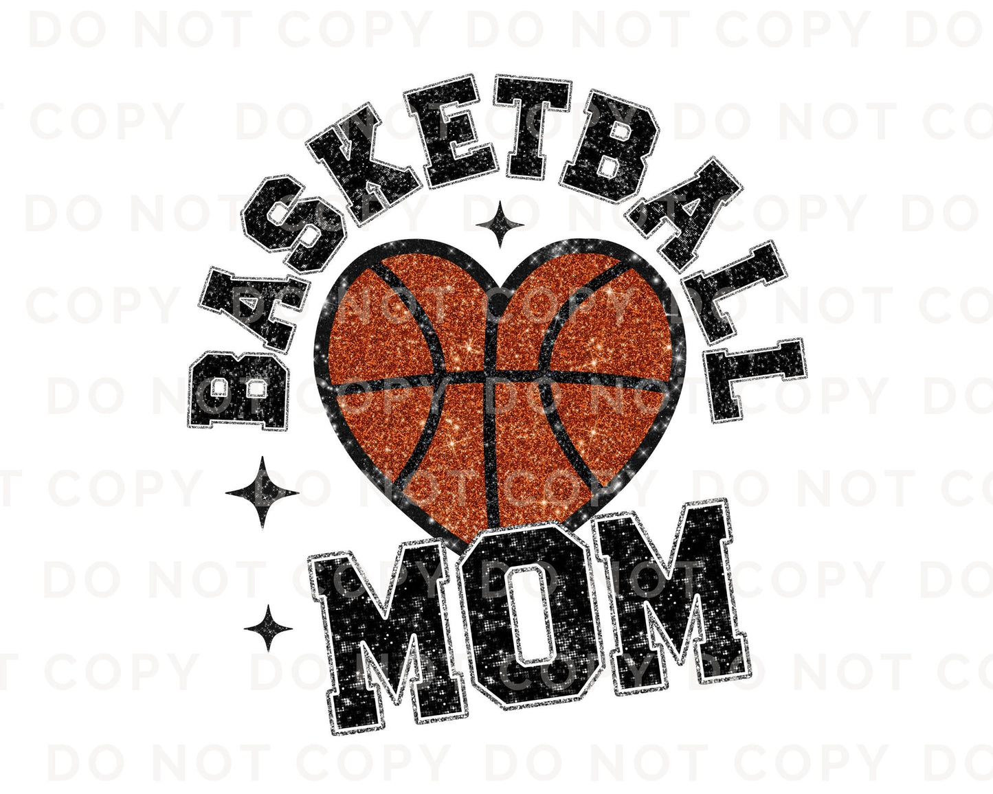 Basketball DTF Transfers, Ready to Press, T-shirt Transfers, Heat Transfer, Direct to Film, Sports, Faux Glitter, Heart, Basketball Mom