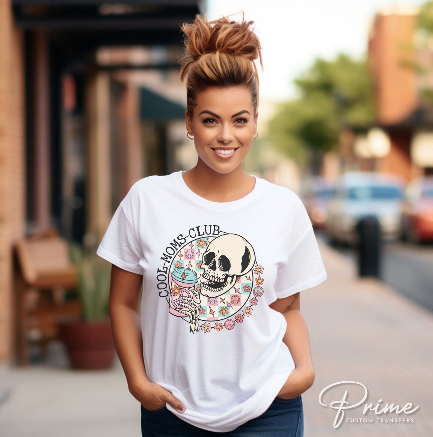 Mother's Day DTF Transfers, Ready to Press, T-shirt Transfers, Heat Transfer, Direct to Film, Skeleton, Skull, Coffee, Mama, Cool Mom's Club