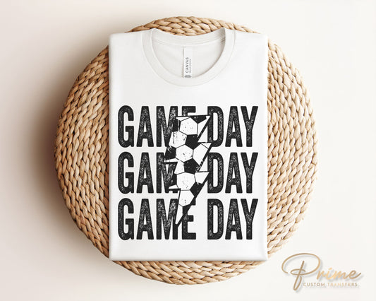 Soccer DTF Transfers, Ready to Press, T-shirt Transfers, Heat Transfer, Direct to Film, Sports, Vintage, Lightening, Stacked, Game Day