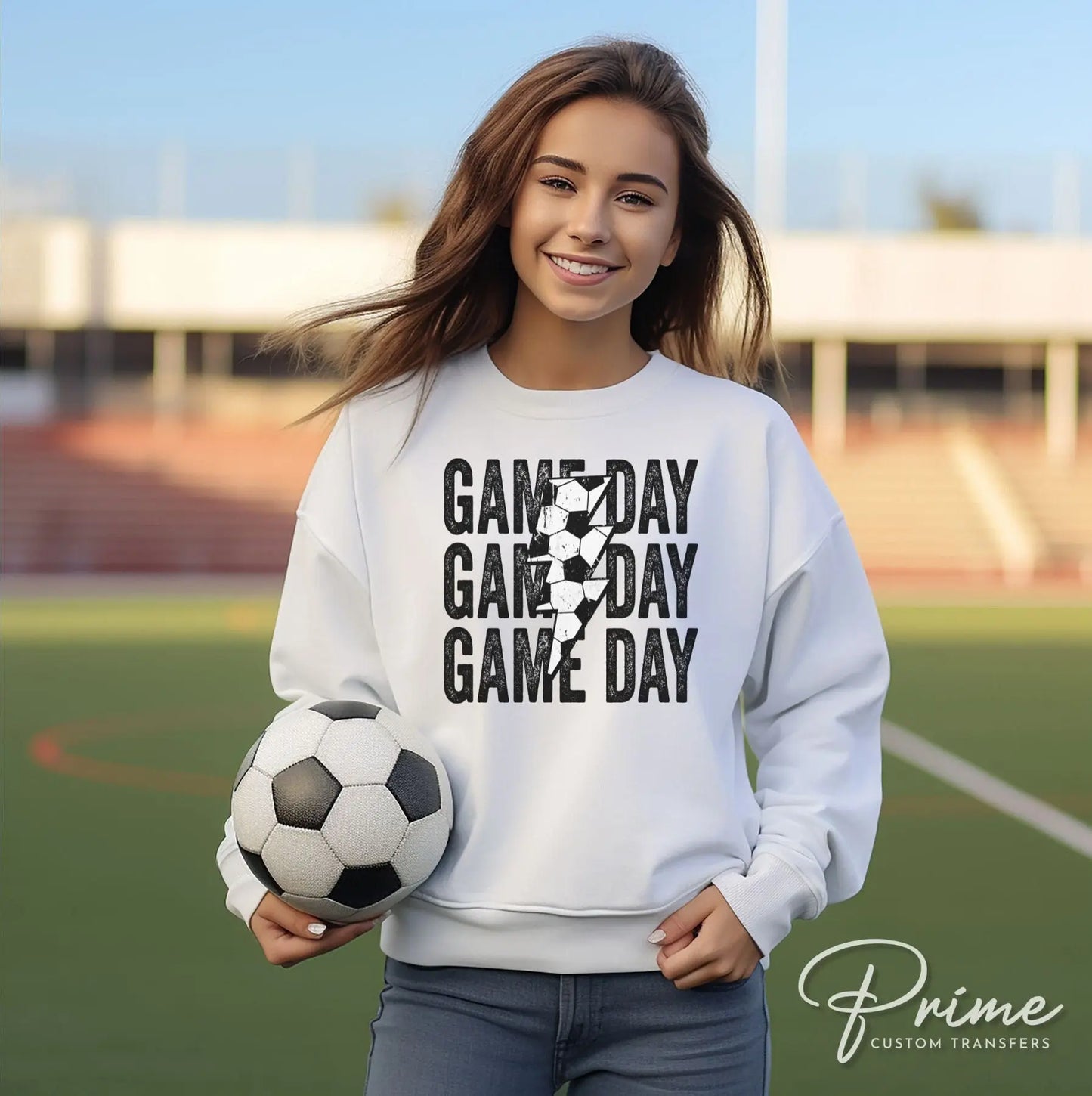 Soccer DTF Transfers, Ready to Press, T-shirt Transfers, Heat Transfer, Direct to Film, Sports, Vintage, Lightening, Stacked, Game Day