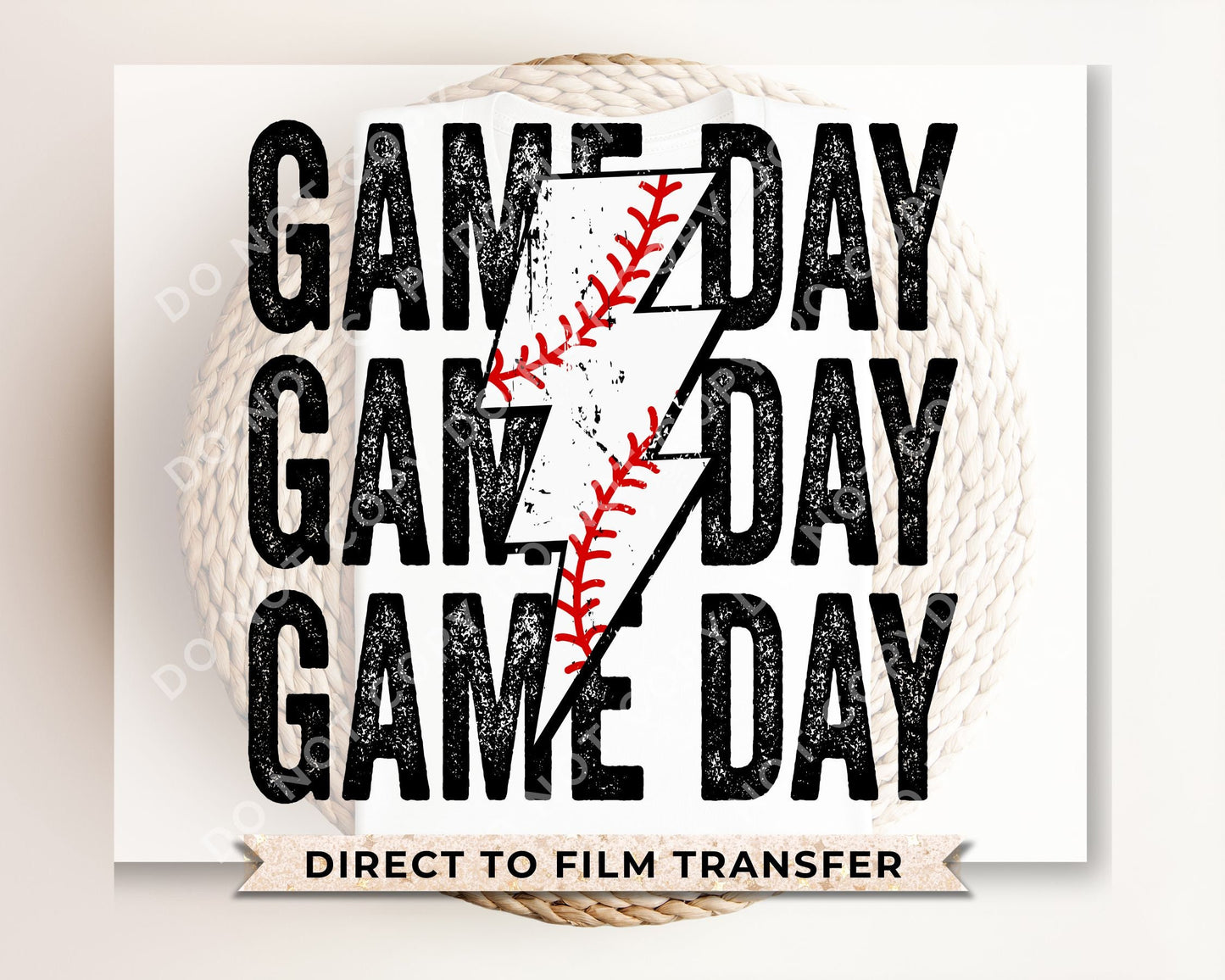 Baseball DTF Transfers, Ready to Press, T-shirt Transfers, Heat Transfer, Direct to Film, Sports, Lightening Bolt, Stacked Game Day