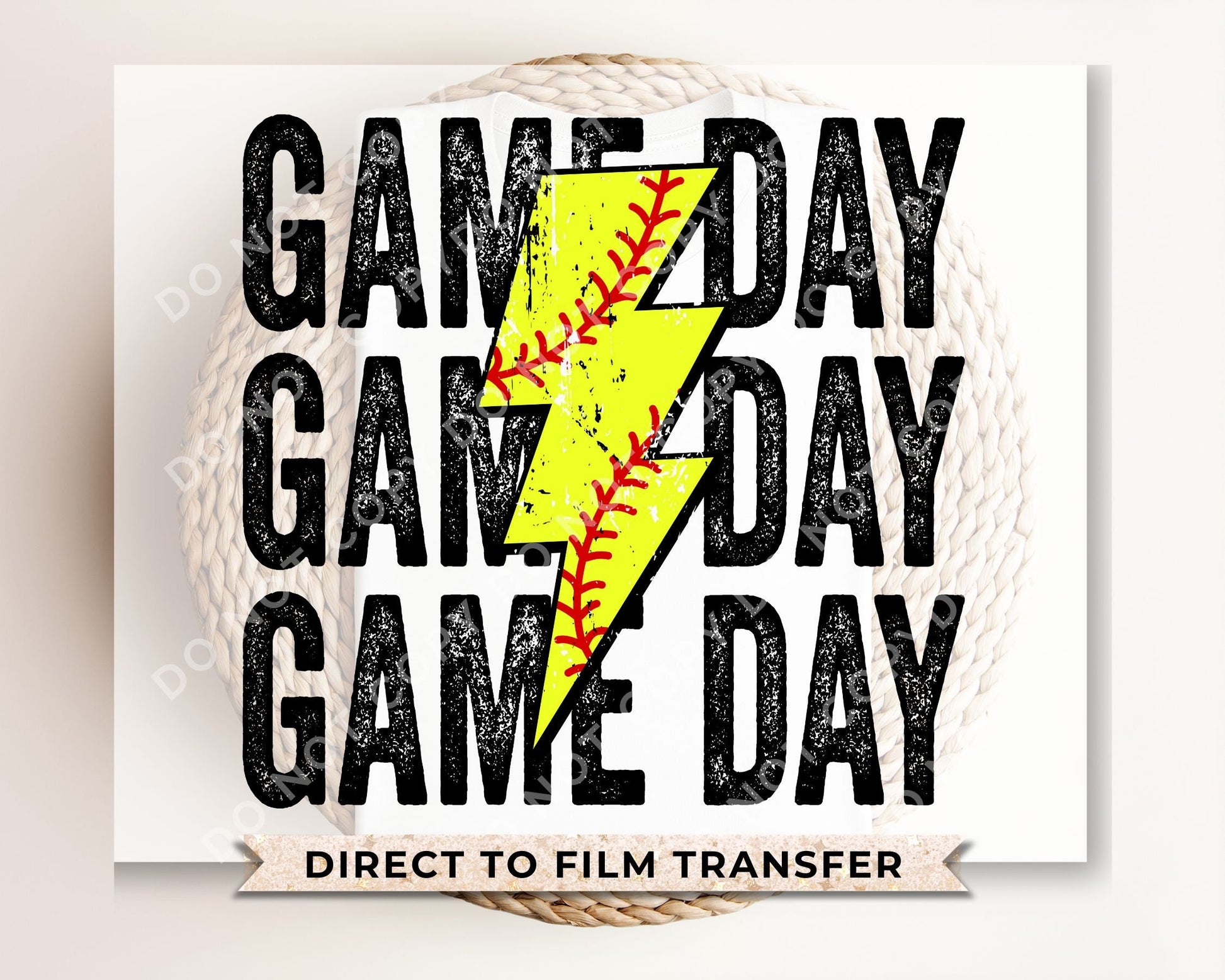 Softball DTF Transfers, Ready to Press, T-shirt Transfers, Heat Transfer, Direct to Film, Sports, Lightening Bolt, Stacked Game Day