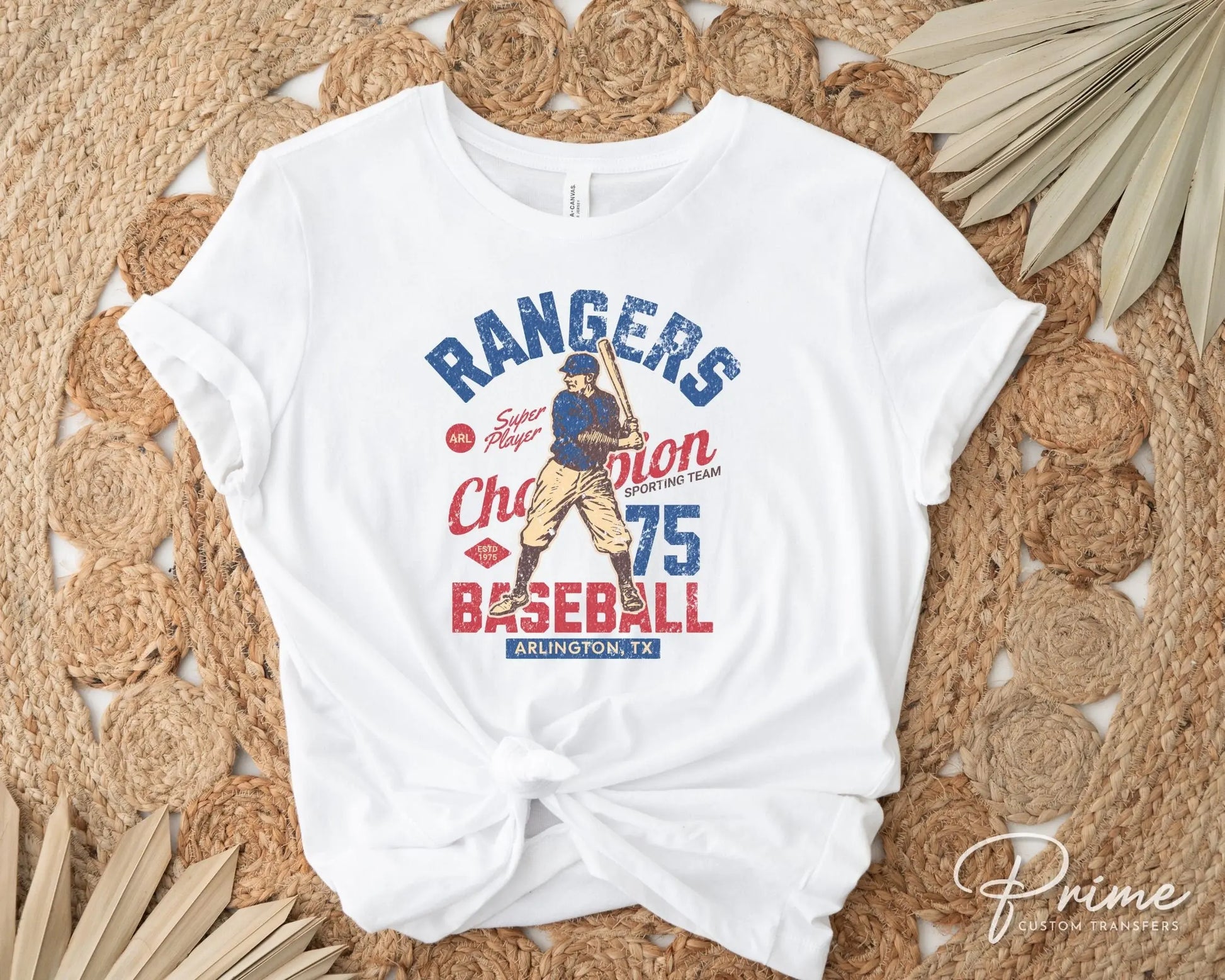 Baseball DTF Transfers, Ready to Press, T-shirt Transfers, Heat Transfer, Direct to Film, Sports, Summer, Arlington Texas, Vintage, Retro