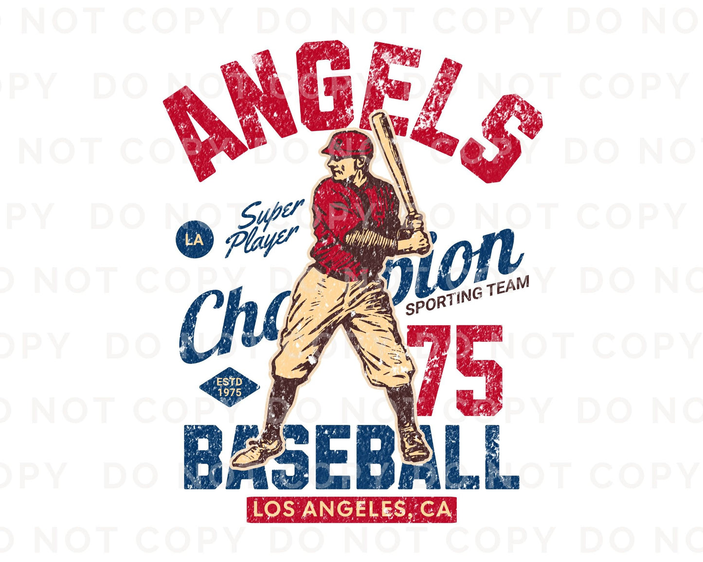 Baseball DTF Transfers, Ready to Press, T-shirt Transfers, Heat Transfer, Direct to Film, Sports, Los Angeles, California, Vintage, Retro