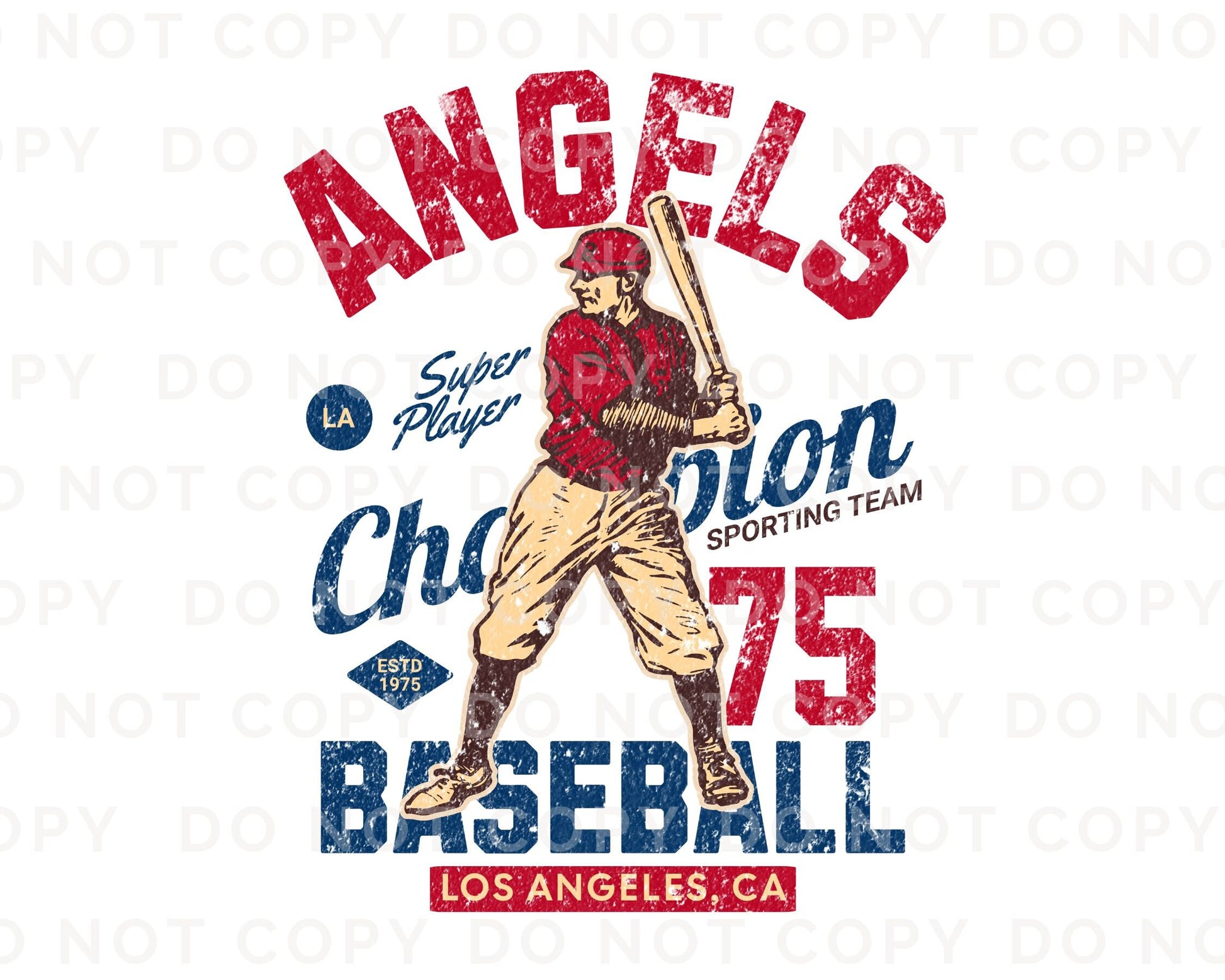 Baseball DTF Transfers, Ready to Press, T-shirt Transfers, Heat Transfer, Direct to Film, Sports, Los Angeles, California, Vintage, Retro