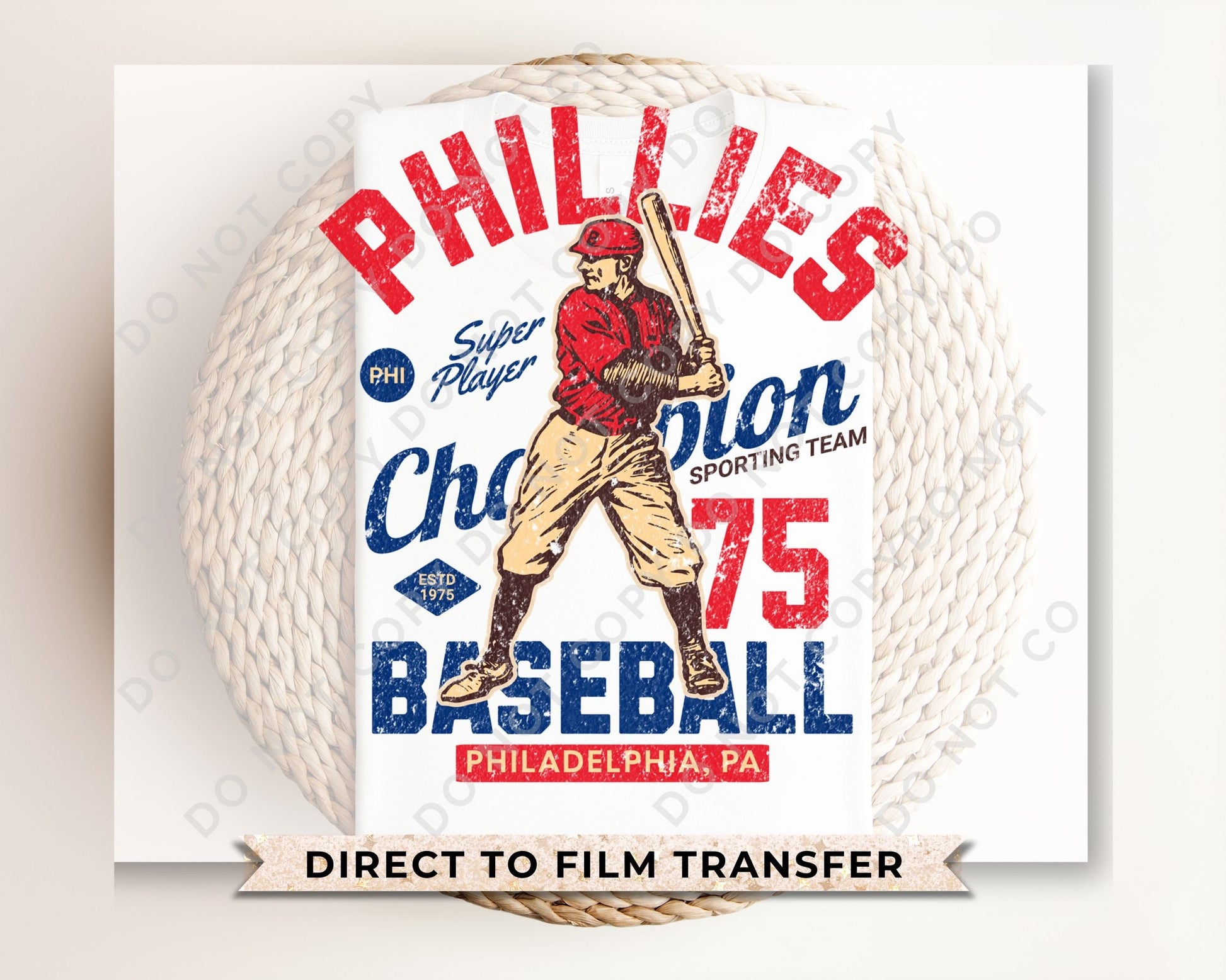 Baseball DTF Transfers, Ready to Press, T-shirt Transfers, Heat Transfer, Direct to Film, Sports, Summer, Vintage, Retro, Philadelphia