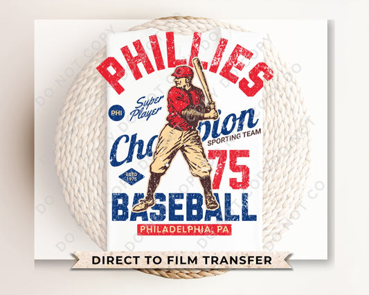 Baseball DTF Transfers, Ready to Press, T-shirt Transfers, Heat Transfer, Direct to Film, Sports, Summer, Vintage, Retro, Philadelphia