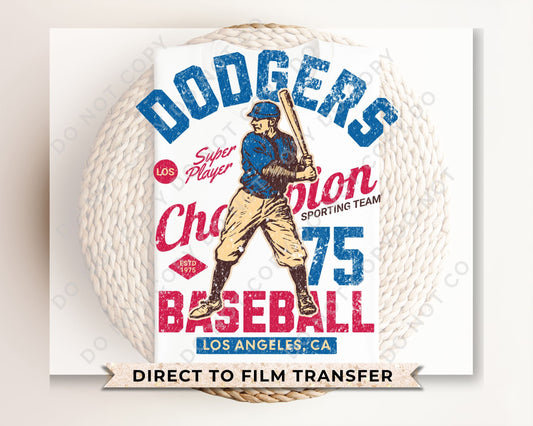 Baseball DTF Transfers, Ready to Press, T-shirt Transfers, Heat Transfer, Direct to Film, Sports, Summer, Vintage, Retro, Los Angeles