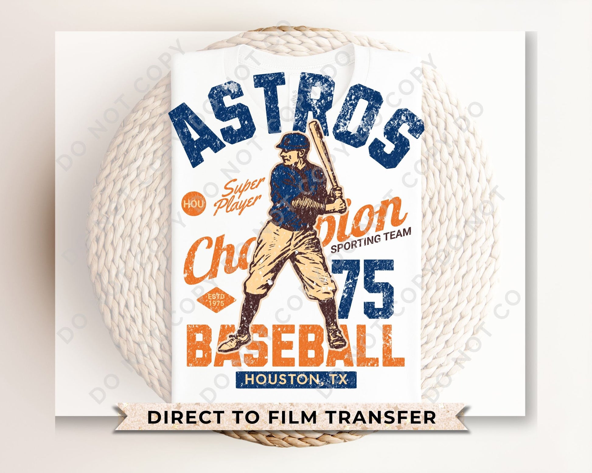 Baseball DTF Transfers, Ready to Press, T-shirt Transfers, Heat Transfer, Direct to Film, Sports, Summer, Vintage, Houston Texas