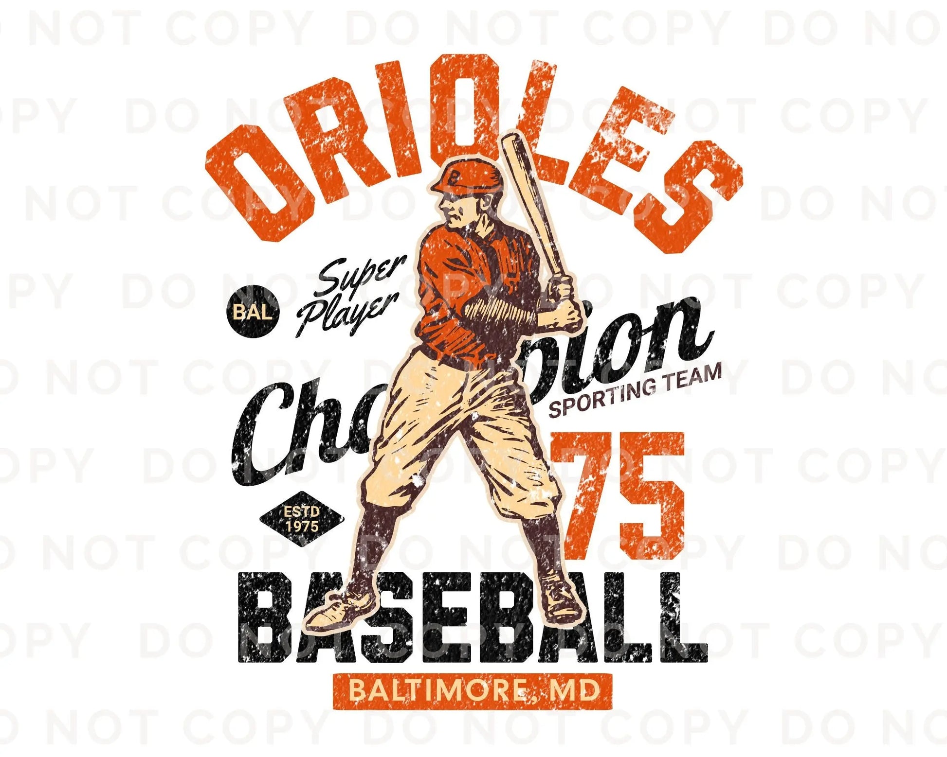 Baseball DTF Transfers, Ready to Press, T-shirt Transfers, Heat Transfer, Direct to Film, Sports, Summer, Vintage, Baltimore Maryland