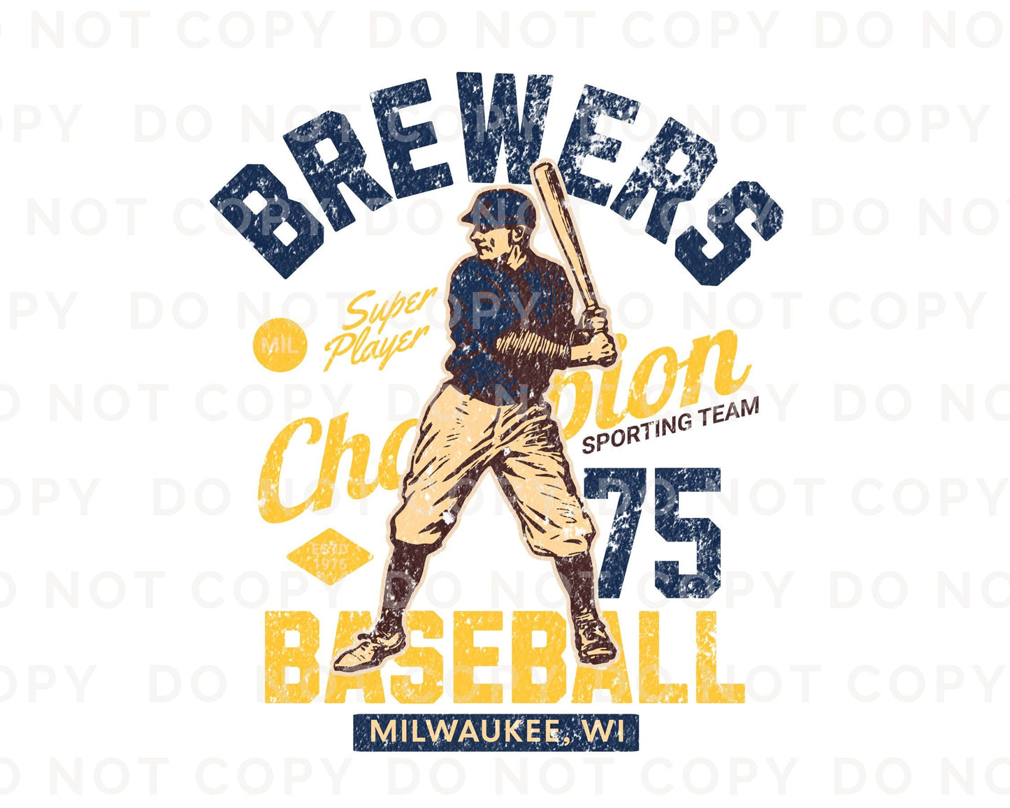 Baseball DTF Transfers, Ready to Press, T-shirt Transfers, Heat Transfer, Direct to Film, Sports, Summer, Vintage, Retro Milwaukee Wisconsin