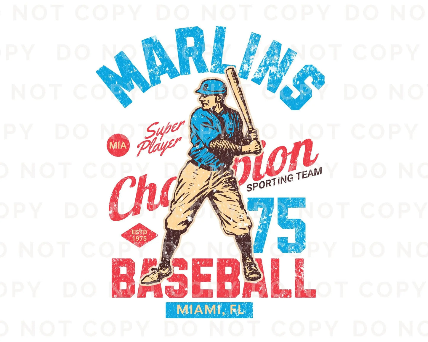 Baseball DTF Transfers, Ready to Press, T-shirt Transfers, Heat Transfer, Direct to Film, Sports, Summer, Vintage, Retro Miami Florida