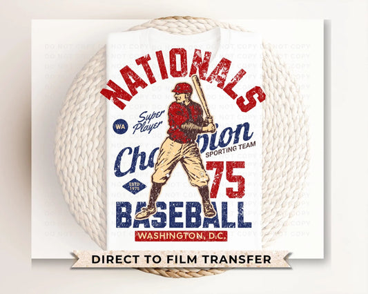 Baseball DTF Transfers, Ready to Press, T-shirt Transfers, Heat Transfer, Direct to Film, Sports, Summer, Vintage, Retro Washington DC