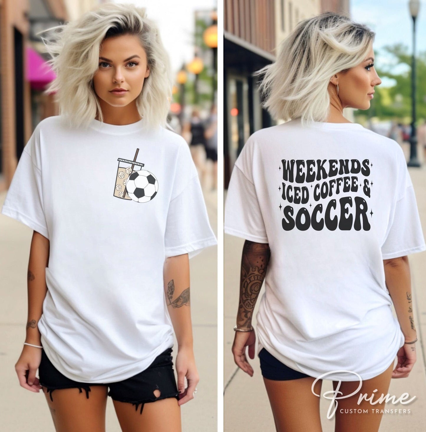 Soccer DTF Transfers, Ready to Press, T-shirt Transfers, Heat Transfer, Custom, Direct to Film, Sports, Mom, Weekends Iced Coffee Soccer