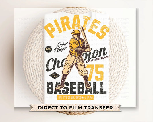 Baseball DTF Transfers, Ready to Press, T-shirt Transfers, Heat Transfer, Direct to Film, Sports, Pittsburgh Pennsylvania, Vintage, Retro