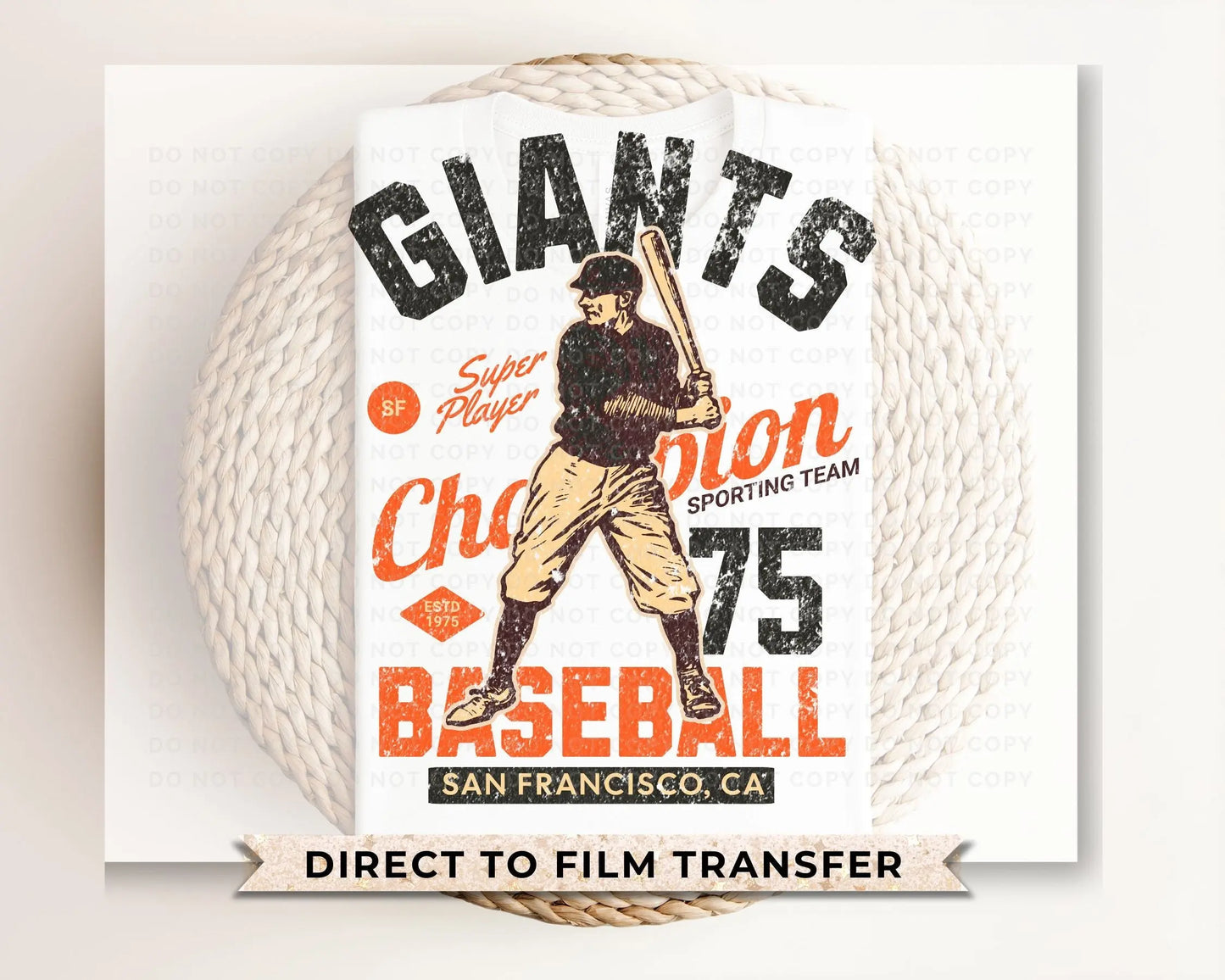 Baseball DTF Transfers, Ready to Press, T-shirt Transfers, Heat Transfer, Direct to Film, Sports, San Francisco California, Vintage, Retro