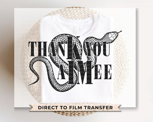 DTF Transfers, Ready to Press, T-shirt Transfers, Heat Transfer, Direct to Film, Music, Snake, Concert Tee, Trendy, Thank You Aimee