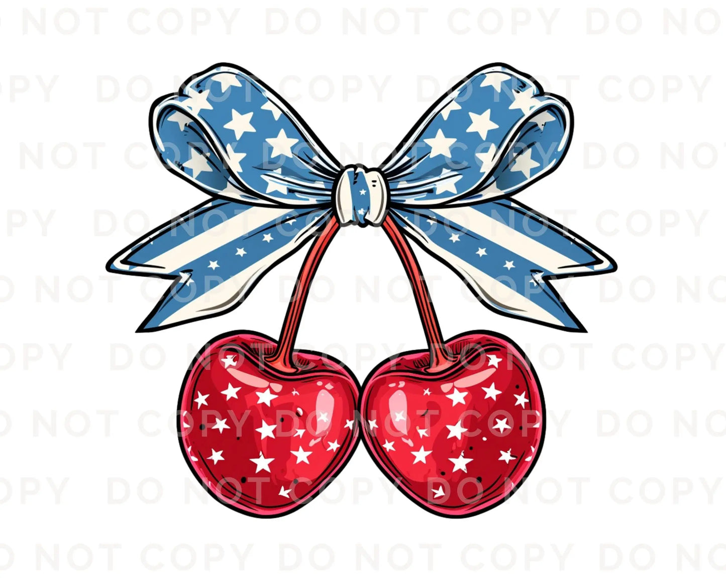4th of July DTF Transfers, Ready to Press, T-shirt Transfers, Heat Transfer, Direct to Film, USA, Holiday, Independence, Cherry Coquette Bow