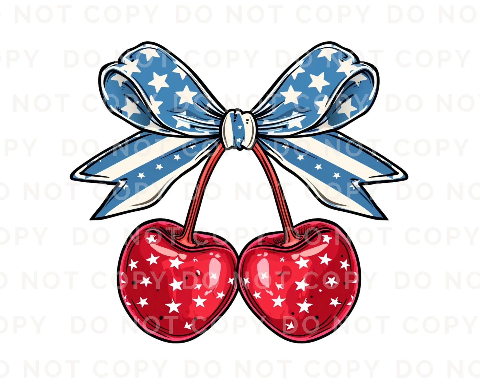 4th of July DTF Transfers, Ready to Press, T-shirt Transfers, Heat Transfer, Direct to Film, USA, Holiday, Independence, Cherry Coquette Bow