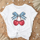4th of July DTF Transfers, Ready to Press, T-shirt Transfers, Heat Transfer, Direct to Film, USA, Holiday, Independence, Cherry Coquette Bow