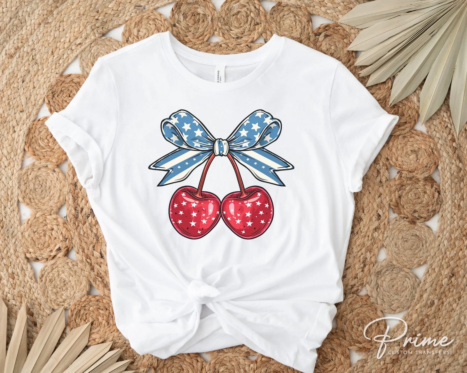 4th of July DTF Transfers, Ready to Press, T-shirt Transfers, Heat Transfer, Direct to Film, USA, Holiday, Independence, Cherry Coquette Bow