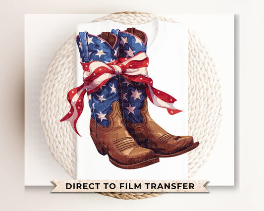 4th of July DTF Transfers, Ready to Press, T-shirt Transfers, Heat Transfer, Direct to Film, USA, Holiday, Western, Coquette, Cowboy Boots