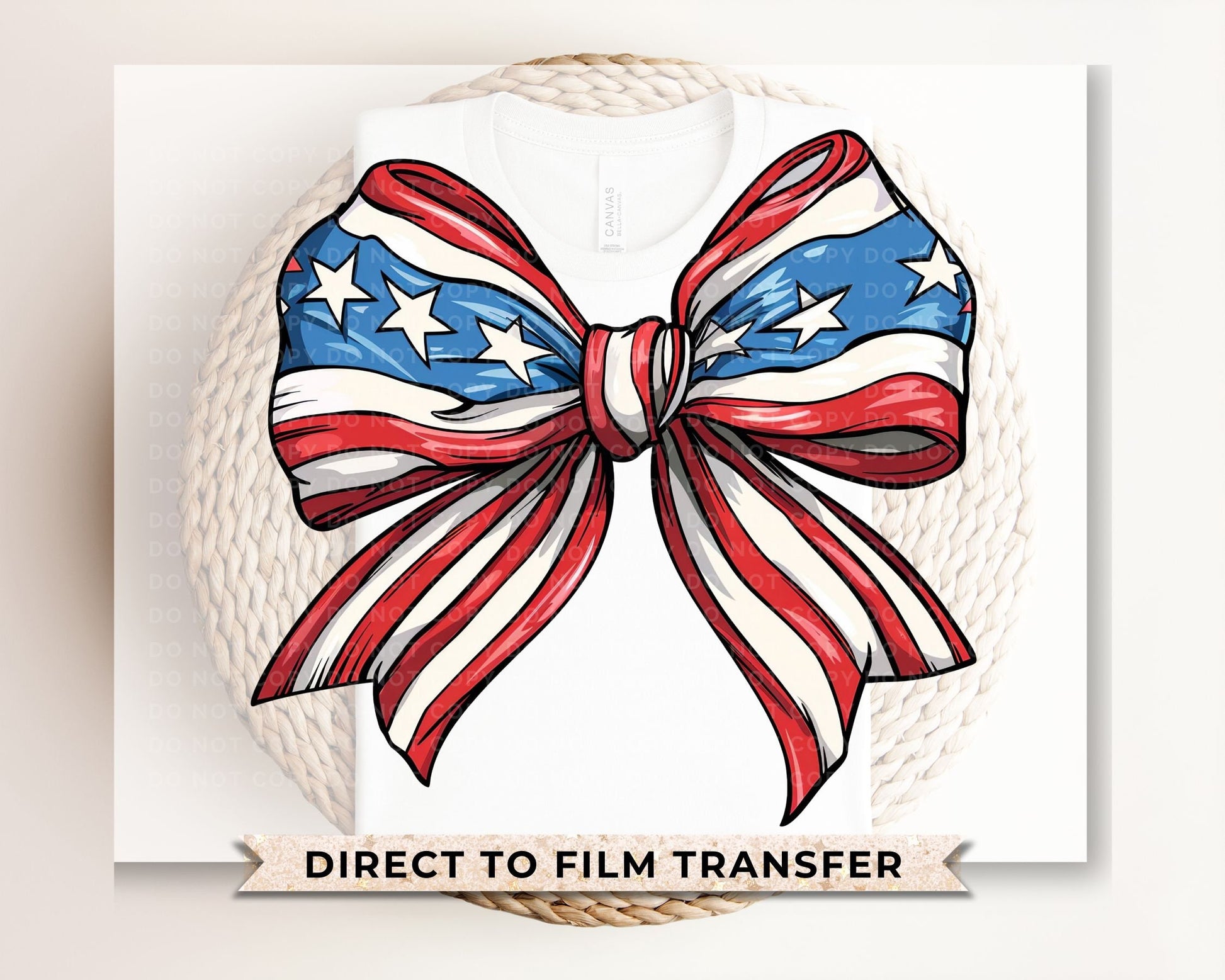 4th of July DTF Transfers, Ready to Press, T-shirt Transfers, Heat Transfer, Direct to Film, USA, Holiday, Independence, Coquette Bow