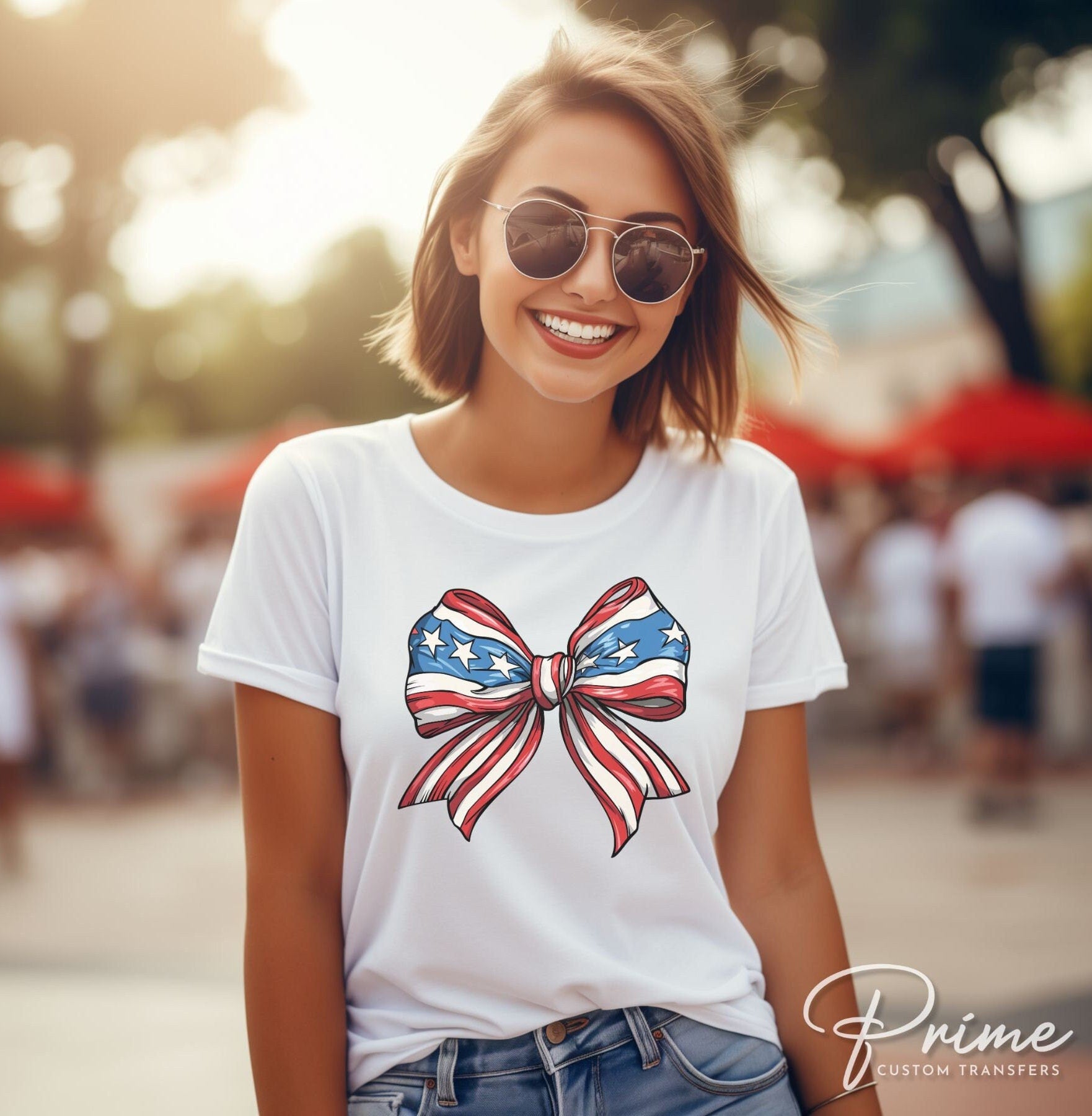 4th of July DTF Transfers, Ready to Press, T-shirt Transfers, Heat Transfer, Direct to Film, USA, Holiday, Independence, Coquette Bow