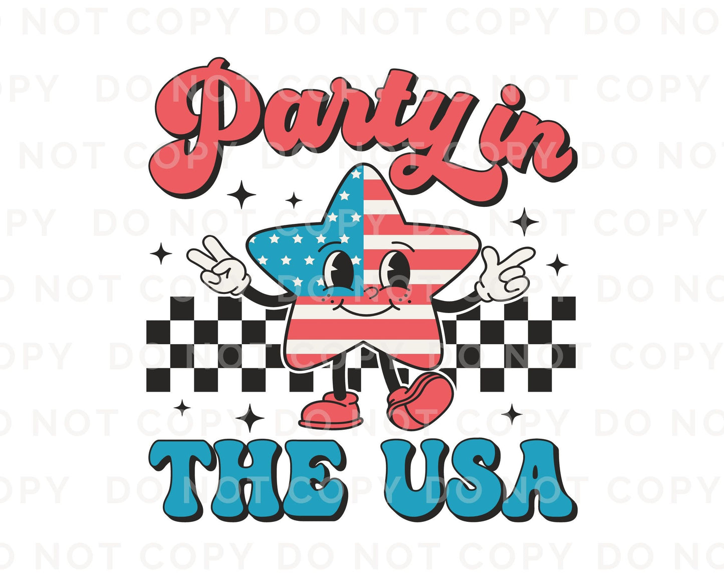 4th of July DTF Transfers, Ready to Press, T-shirt Transfers, Heat Transfer, Direct to Film, Memorial Day, Holiday, Retro Party in The USA