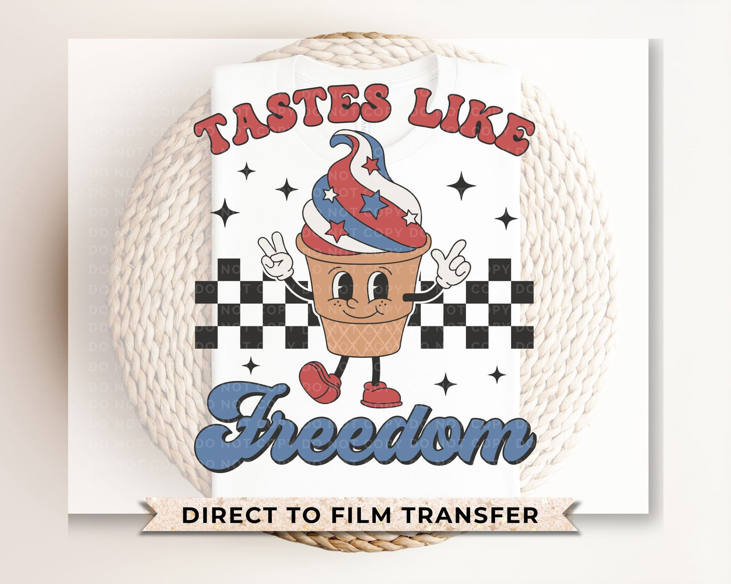 4th of July DTF Transfers, Ready to Press, T-shirt Transfers, Heat Transfer, Direct to Film, Memorial Day, Holiday, USA, Retro Ice Cream