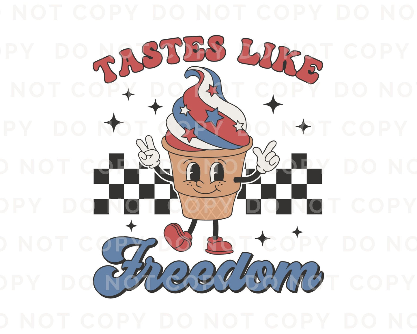 4th of July DTF Transfers, Ready to Press, T-shirt Transfers, Heat Transfer, Direct to Film, Memorial Day, Holiday, USA, Retro Ice Cream