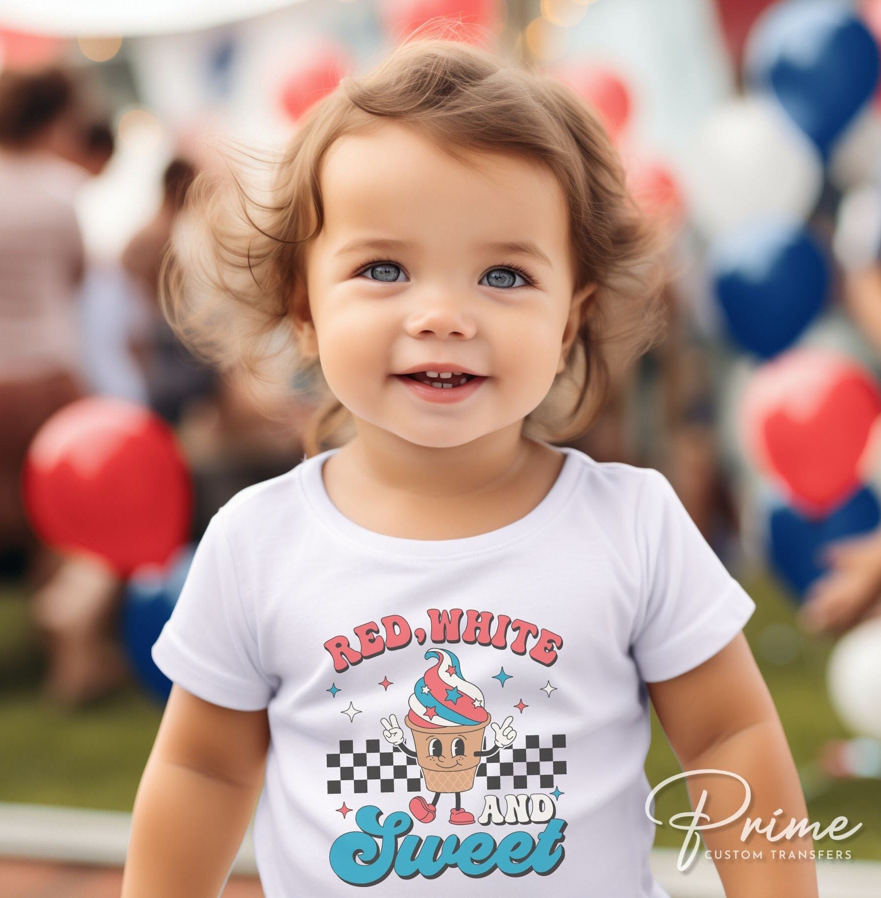 4th of July DTF Transfers, Ready to Press, T-shirt Transfers, Heat Transfer, Direct to Film, Fourth, Holiday, USA, Retro Ice Cream Cone