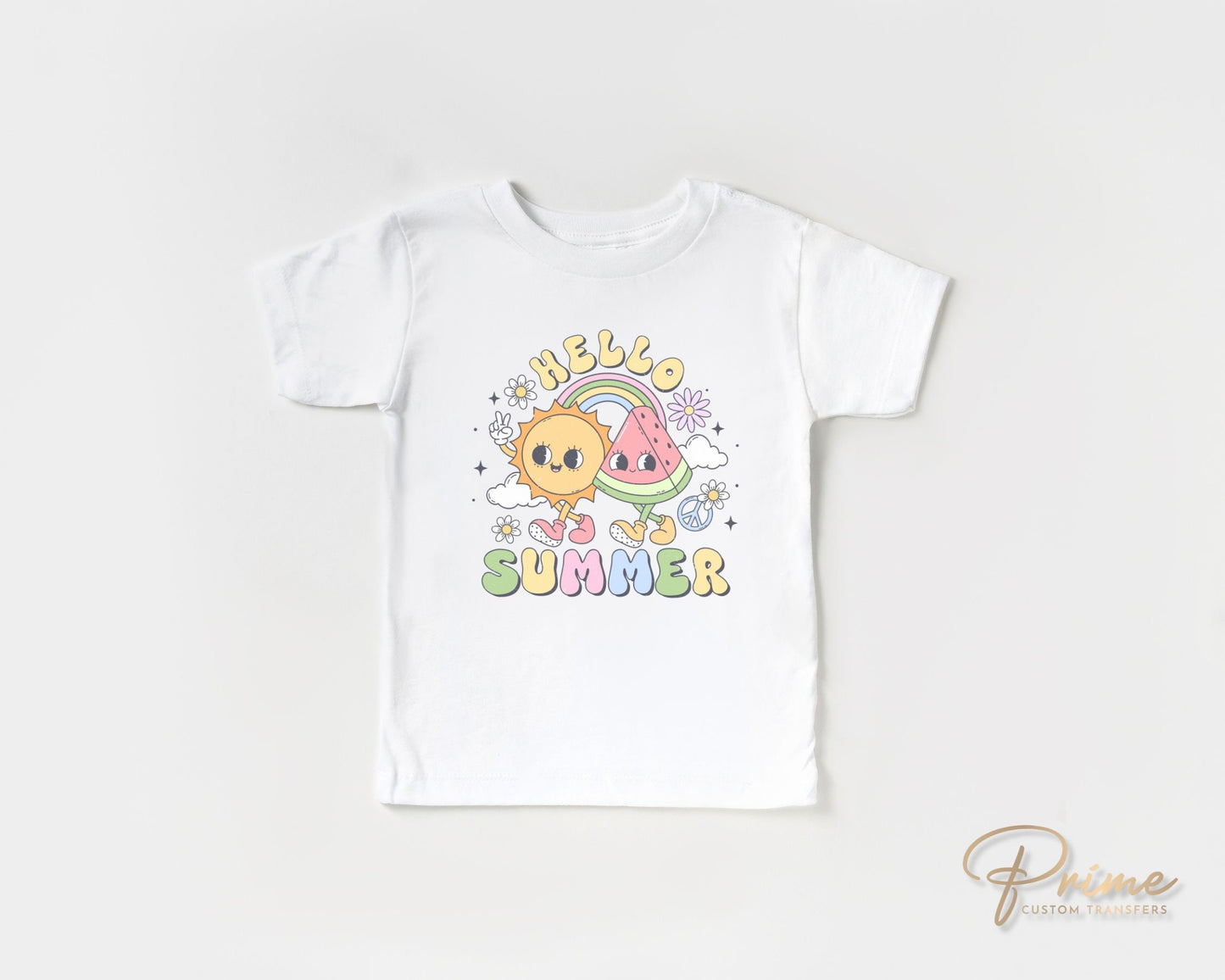 Summer DTF Transfers, Ready to Press, T-shirt Transfers, Heat Transfer, Direct to Film, Beach, Cute, Sunshine, Vacation, Retro Hello Summer