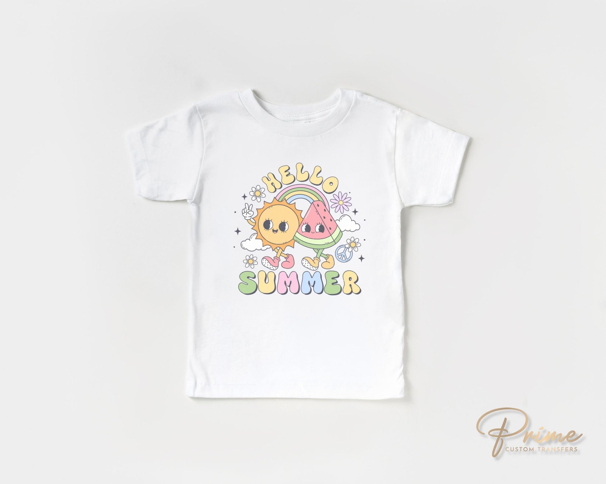 Summer DTF Transfers, Ready to Press, T-shirt Transfers, Heat Transfer, Direct to Film, Beach, Cute, Sunshine, Vacation, Retro Hello Summer