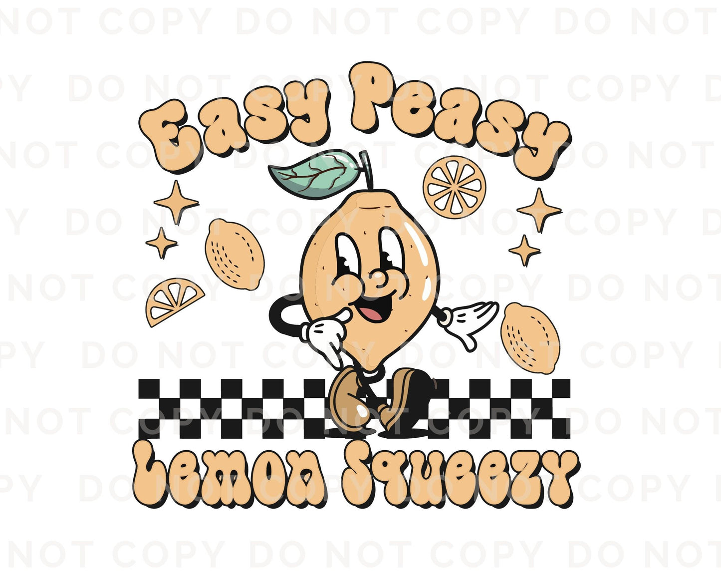 Summer DTF Transfers, Ready to Press, T-shirt Transfers, Heat Transfer, Direct to Film, Cute, Sunshine, Retro Easy Peasy Lemon Squeezy