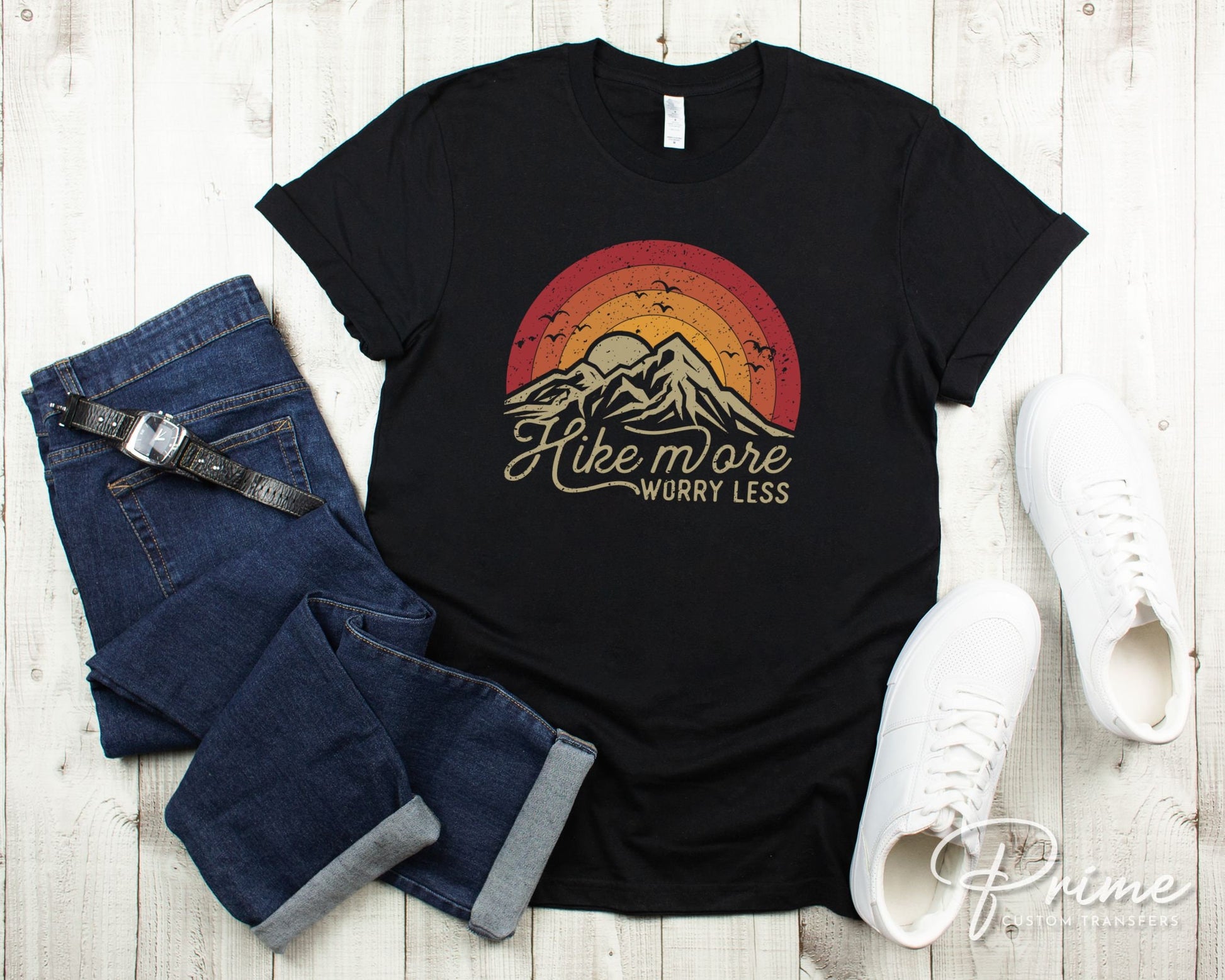 Hiking DTF Transfers, Ready to Press, T-shirt Transfers, Heat Transfer, Direct to Film, Mother Nature, Mountains, Hike More Worry Less