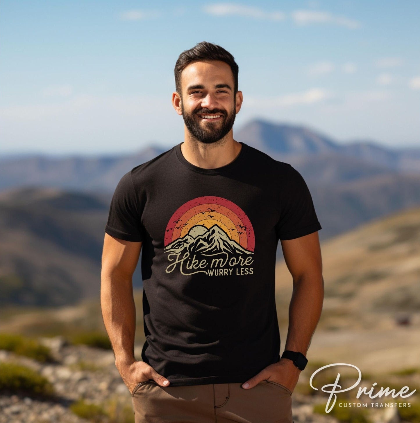 Hiking DTF Transfers, Ready to Press, T-shirt Transfers, Heat Transfer, Direct to Film, Mother Nature, Mountains, Hike More Worry Less